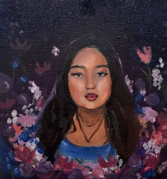 Quin Savage, Portrait of Marinna Lee, Acrylic paint, canvas board, Pinole Valley High School