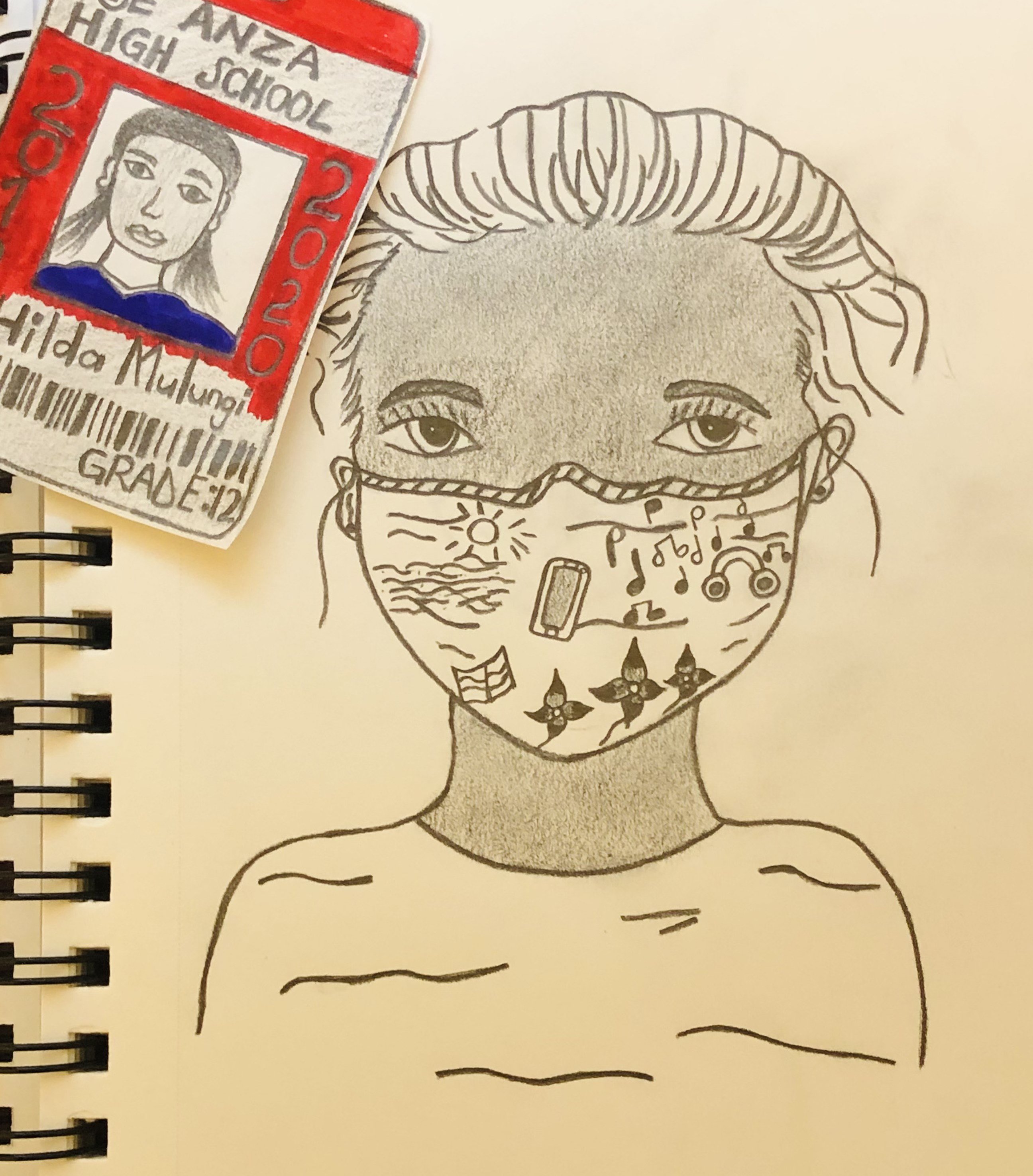 Hilda Mulungi, Grade 12, Mask Self Portrait, 2021