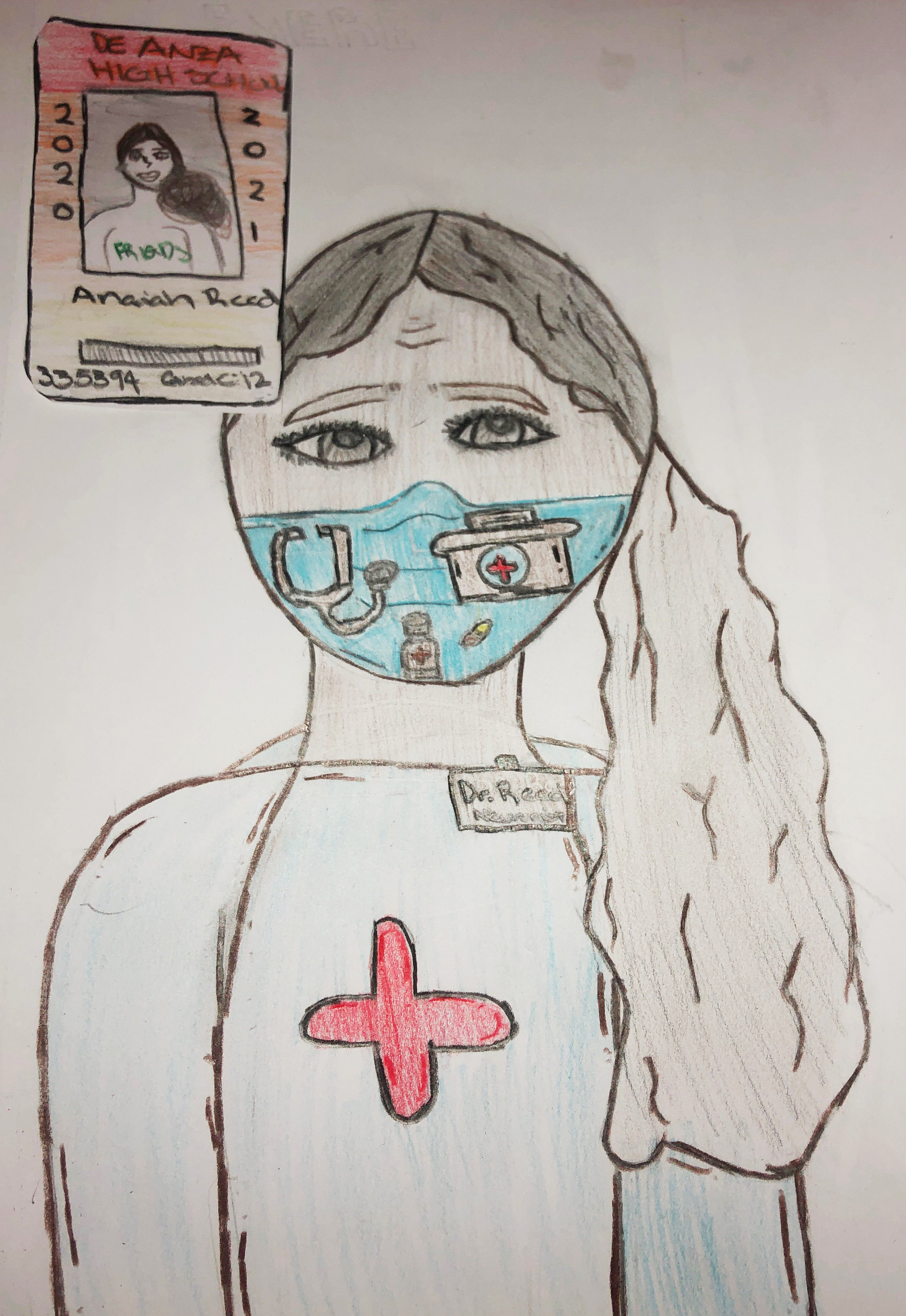 Anaiah Reed, Grade 12, Mask Self Portrait, 2021