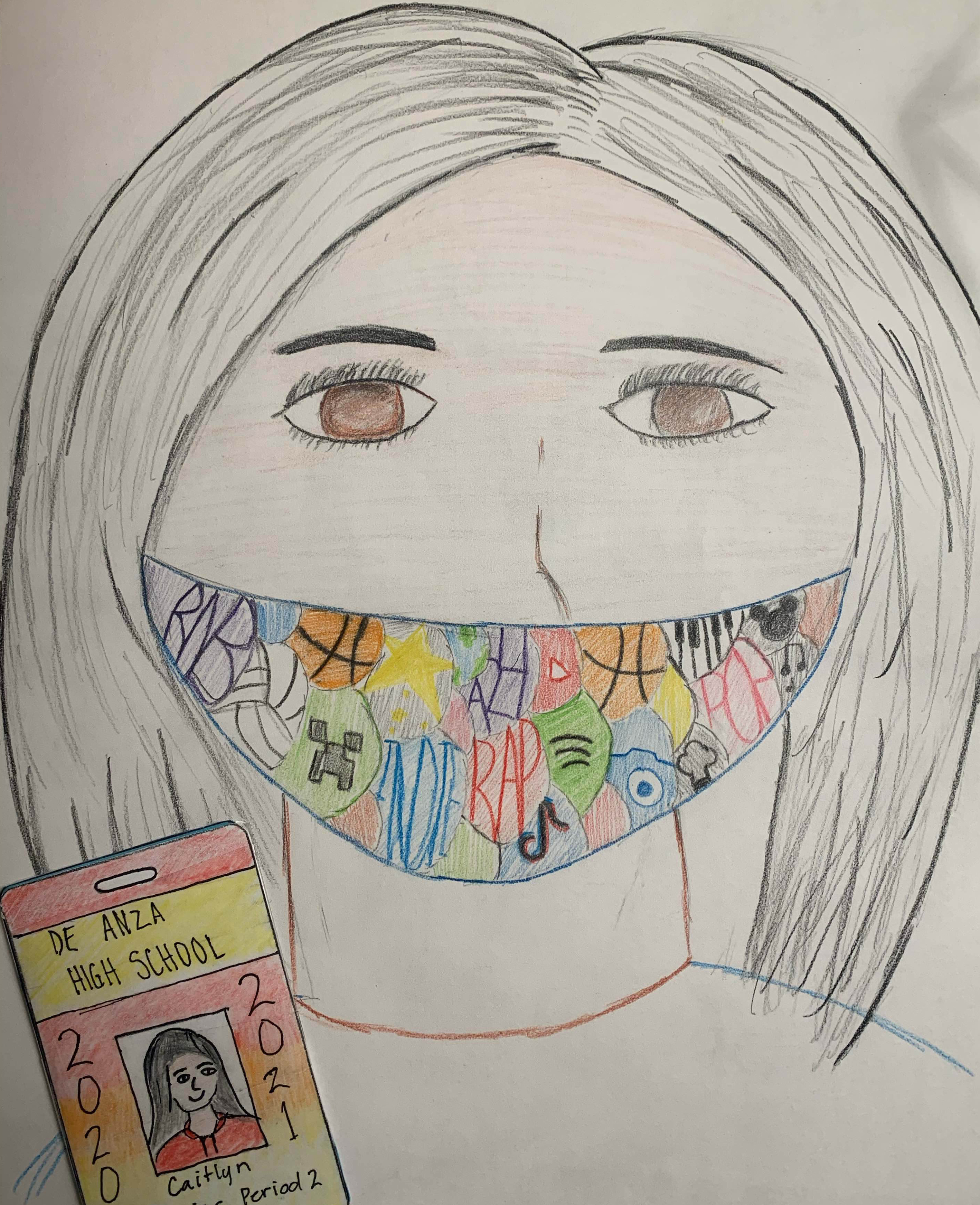 Caitlyn Tottoc, Grade 11, Mask Self Portrait, 2021