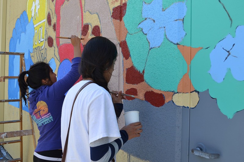 Teens in our summer Mural Painting class, a free offering through our Art in the Community program.