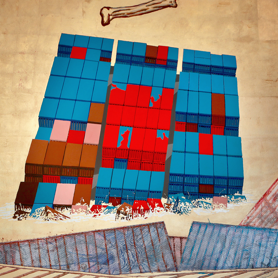 March 19th, 2018 - The Hedreen Gallery at Seattle University's Lee Center for the Arts featuring Collapse: Recent Work by Dewey Crumpler.  

Collapse considers the beauty and terror of financial systems and their ecological, social, and aesthetic impacts. These works take on the disturbances of potential catastrophe, rendering the container as the locus of awe, wonder, destruction, and fear. In these works, Crumpler asks us to consider how goods transported globally via ships and ports might open up other histories of destruction and creation. By citing aesthetic practices that range from religious iconography to dreamscapes of ruin, Crumpler lays bare the connective tissues between past, present, and impending futures of collapse.

Dewey Crumpler is Associate Professor of Painting at the San Francisco Art Institute. His current work examines issues of globalization and cultural co-modification through the integration of digital imagery, video and traditional painting techniques. 

Photo by: Yosef Chaim Kalinko