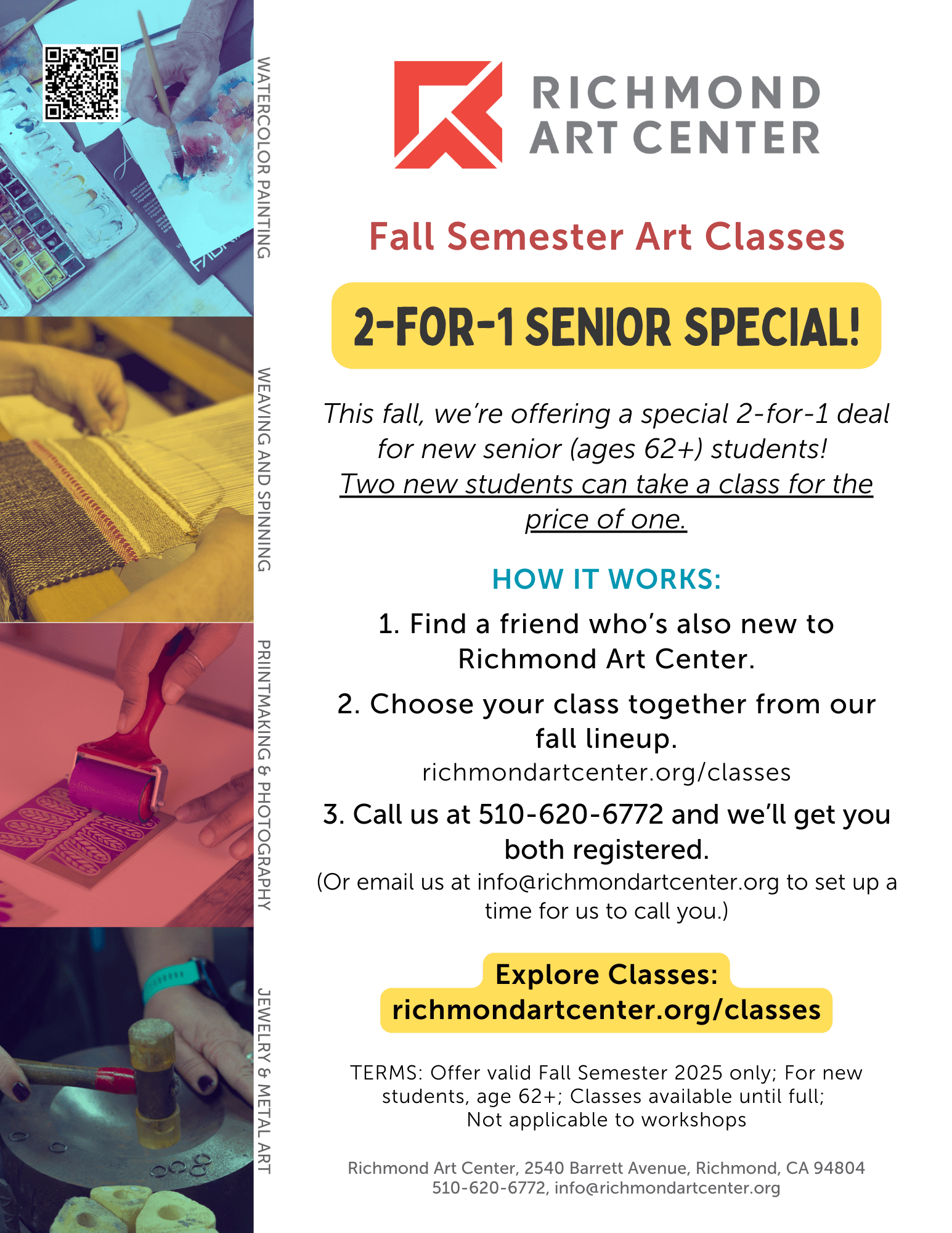 Senior 2 for 1 deal at Richmond Art Center-min